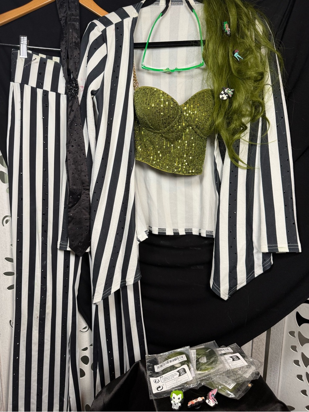 🖤💚 BEETLEJUICE INSPIRED DANCE COSTUME BUNDLE – XS 💚🖤